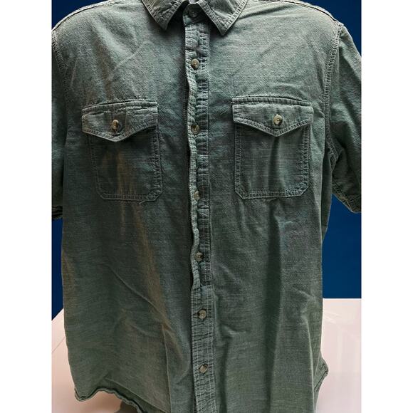 Woolrich Men’s XL Short Sleeve Button Down Shirt Green Casual Workwear - Picture 6 of 7
